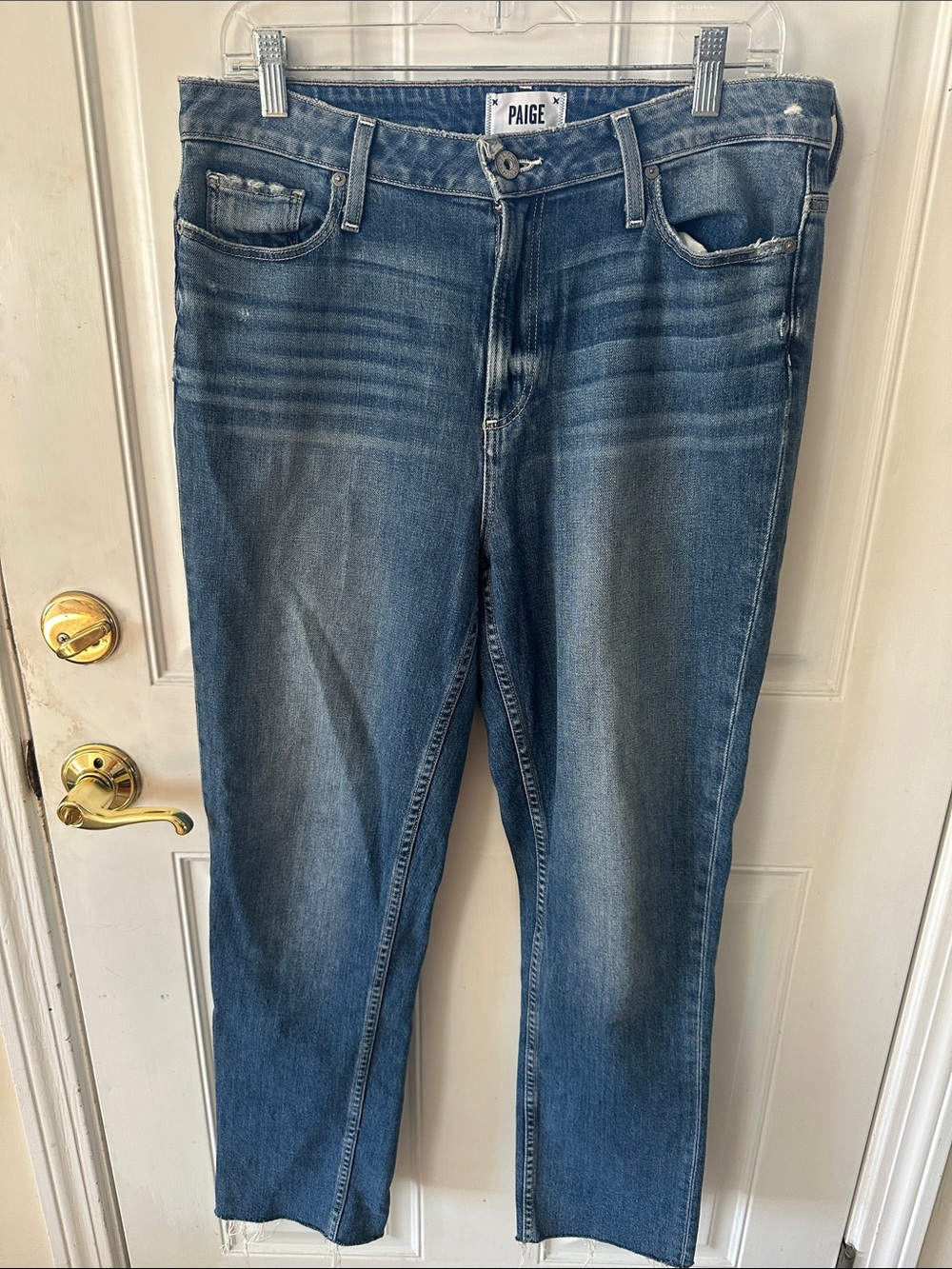 PAIGE Women's Blue Straight-Leg Jeans